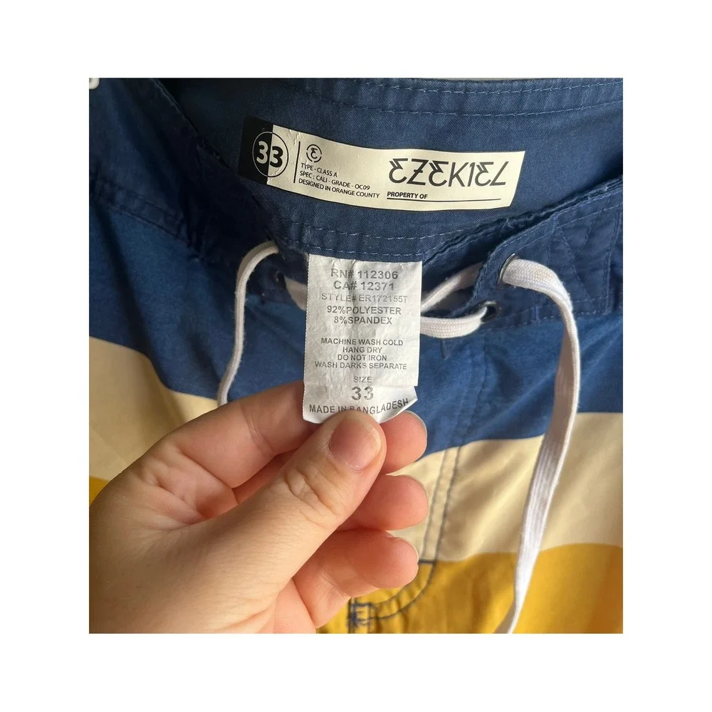 Ezekiel Men's Striped Board Shorts‎ Size 33 Blue Yellow Red Summer Beach Surf